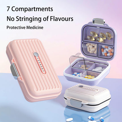 Ptyism 2 Pack Pill Box for On the Go (Large and Small-Purple) 7-day Pill Box for On the Go, Travel Pill Box, Pill Organizer for Travel and Daily Use, etc.