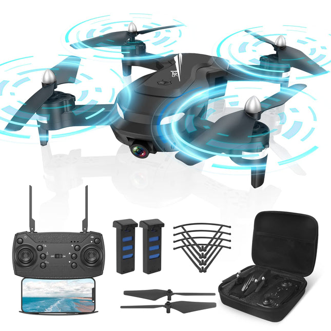 Wipkviey T26 Drone with 1080P Camera, RC Foldable FPV Quadcopter with 2 Batteries, 26-30 Min. Flight, 3D Flip, Gravity Sensor, Headless Mode, One-Button Takeoff/Landing
