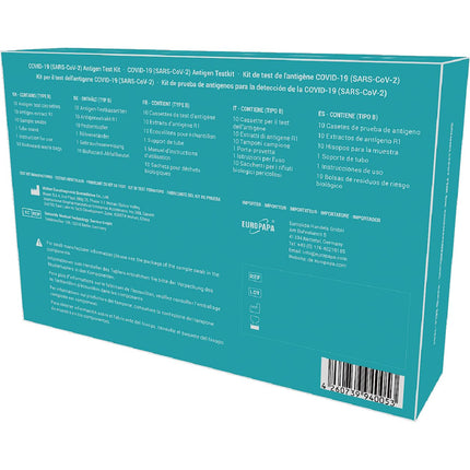 EUROPAPA® 10x Corona lay test self-test Covid-19 antigen test for SARS-CoV-2 rapid test for self-testing test cassette sample swab antigen extract individually packaged