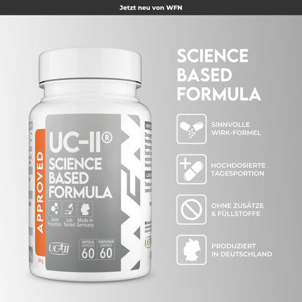 WFN Approved UC-II - Undenatured Collagen Type 2 High Dose - 60 Capsules - Joint Complex with UC II Collagen, Vitamin C &amp; Boswellia Serrata - Produced in Germany - Externally Laboratory Tested