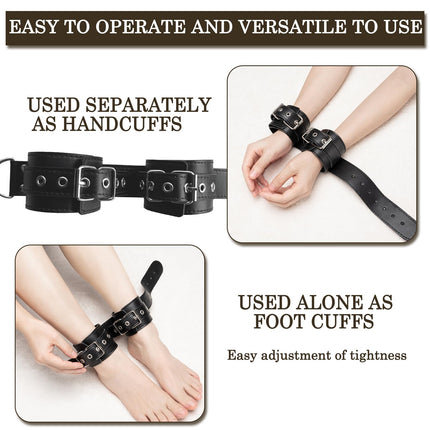 BDSMAGE Bondage Set with Anal Hook, Restraints Sex Set Handcuffs Collar Gag Blindfold Erotic, BDSMs Toys Hard, SM Sex Toys Extreme Couples (Black)