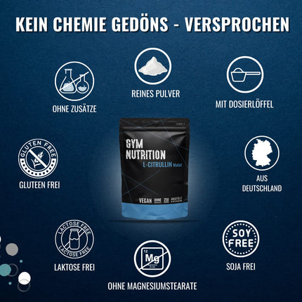 L-CITRULLINE Malate Powder 2:1 - High Purity - High Dosage - Vegan - Bottled in Germany - Pure &amp; without additives from plant fermentation - Premium 250g Amino Acid