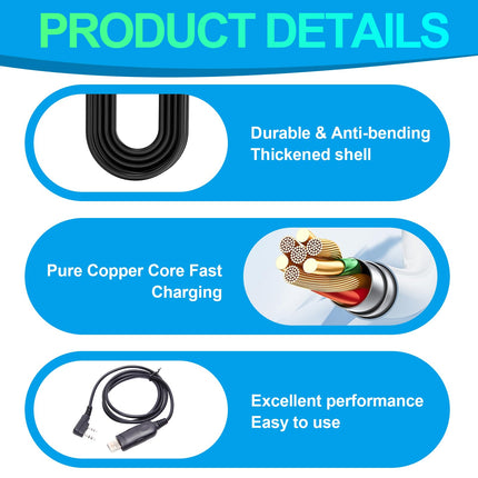 Greacesrio USB Programming Cable for Walkie Talkie with CD Driver Compatible with Bao-feng GT-3, UV-82, BF-888S, UV3R, UV9R, UV-5R, UV-5R Plus and GT-3, 1 Pack