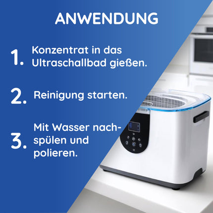 hauszauber® - Ultrasonic Cleaner Concentrate [EXTRA ECONOMICAL] 1000 ml - Cleans glasses, jewelry, dentures, coins, small parts, etc. - For ultrasonic devices &amp; ultrasonic baths