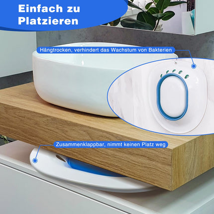 DEANIC Sitz Bath for Toilet Foldable Sitz Bath for Hemorrhoids, Sitz Bath Adult for Postpartum Care and Elderly, Hangable Sitz Bath (Blue)