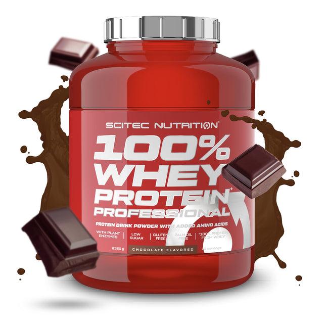 Scitec Nutrition 100% Whey Protein Professional - Fortified with additional amino acids and digestive enzymes - Gluten-free - Palm oil-free, 2.35 kg, Chocolate