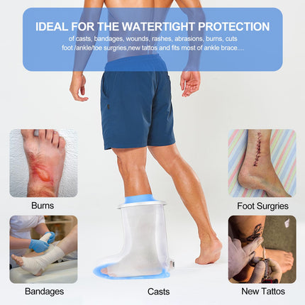 YUNCHI Shower Protector Foot Waterproof Non-Slip For Adults for Shower Cast Protector Waterproof Feet Foot for Showering Reusable Bandage Protector Keep Wounds Dressings Dry (M-Foot)