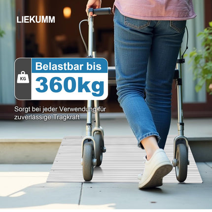 LIEKUMM door threshold ramp 7.5 cm high, 360 kg load capacity aluminum wheelchair ramp with adjustable height, non-slip curb ramp for wheelchairs, electric wheelchairs, strollers