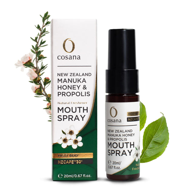 Cosana NZCAPE™30+ Propolis Throat Spray with Manuka Honey 400 MGO + from New Zealand &amp; 100% Pure, Propolis Spray for Mouth and Throat
