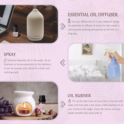 SALKING Essential Oils Set, Aromatherapy Fragrance Oil Gift Set, 100% Pure Fragrance Oils for Diffusers, Fragrance Lamps, Humidifiers, Massage, 6 x 10 ml (Lavender, Rose, Cherry Blossom, Jasmine, Gardenia, Chamomile)