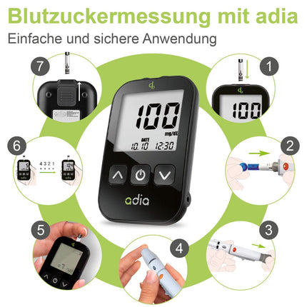 adia blood glucose test strips, 150 strips, the simple blood glucose measurement for blood glucose control in diabetes
