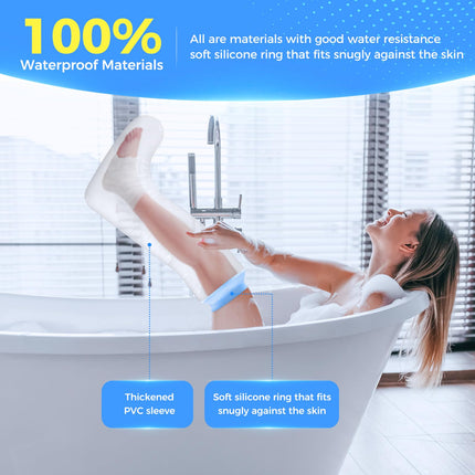 AMSGANK Shower Protector Leg, Waterproof Leg Cast Protector Reusable Waterproof Cast Bandage for Broken Toe Ankle Burn Keep Wounds Dressings Dry - Adult