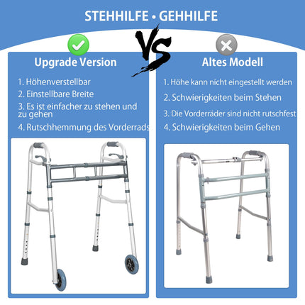 OUUTMEE Walking Aid Walking Frame Lightweight Height Adjustable Walking Aid for Seniors Made of Aluminum Requires Installation