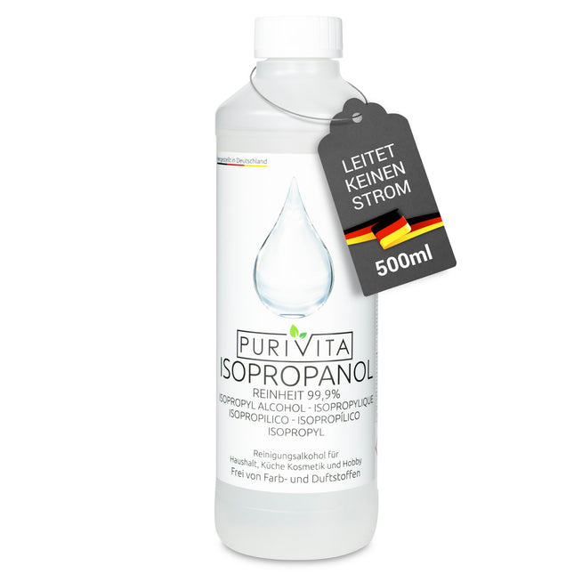 PURIVITA® Isopropanol 99.9% [500ML] - Cleaning Alcohol Isopropanol - Pure Alcohol for Household &amp; Industrial Cleaning - Isopropyl Alcohol - Disinfectant Pure Alcohol - Ethyl Alcohol