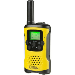 National Geographic Walkie-Talkie Set of 2, compact radios with a very long range of up to 6 km, hands-free function and integrated flashlight, black and yellow, 9111450