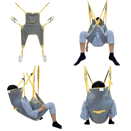 FloAPa Patient Lift Transfer Belt Patient Lift Split Leg Sling with 6 Adjustable Straps Reusable Aids Patient Lifting Sling for Elderly People, Gray