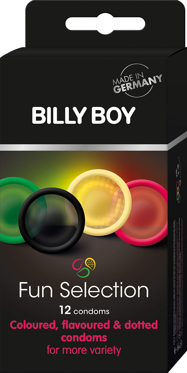 Billy Boy Fun Selection Mix (Colorful Variety) - Assortment of colored and pearl-studded condoms (12 pieces)