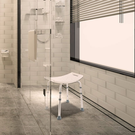 Arebos Shower Stool | Height-adjustable | Aluminum frame | Anti-slip rubber feet | Seat with safety handles | Shower aid | Shower chair | Shower seat | Bath stool | Bathtub seat | for seniors