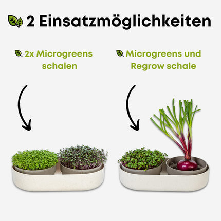 Urbalive 2-in-1 large sprouting tray set - 2x cress growing trays for sprouts, cress seeds, microgreens - designer cress sieve made of high-quality plastic - sprouting box germination device with regrow option