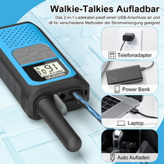 AWANFI Walkie Talkie Set of 4, Walkie Talkie Rechargeable for Adults and Children, 16 Channels Radio Set with 1200mAh Li-ion Battery VOX, Walkie Talkie for Camping Hiking Gift
