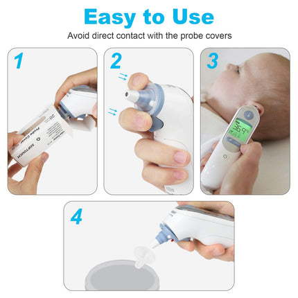 200 pieces Braun fever thermometer protective caps for ear thermometers, replacement protective caps for all Braun thermometer ears