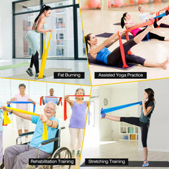 Set of 3 1.5M/2M long fitness bands resistance bands in 3 strengths, 100% natural latex resistance bands exercise band for Crossfit, muscle building, yoga, Pilates for men and women