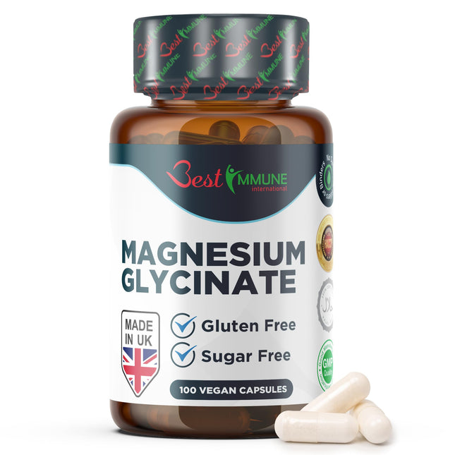 Natural Magnesium Glycinate 500mg Premium Quality 100 Vegan Capsules Perfect Proportions Highest Bioavailability