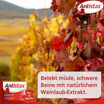 Antistax extra vein tablets, film-coated tablets 360 mg, 30 tablets, with the medicinal power of red vine leaves, for heavy and swollen legs, nighttime calf cramps, and venous insufficiency