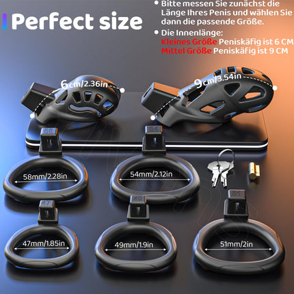 Yivans Resin Chastity Cage Sex Toy Men Chastity Belt Cock Cage with 5 Penis Rings, SM Fetish Extreme Penis Bondage Hollow Design Breathable Penis Cage