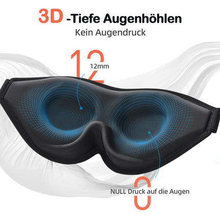 INNELO 3D Sleep Mask for Men and Women, 2025 Sides Upgraded Eye Mask for Side Sleepers, 100% Light Blocking Ergonomic Sleeping Mask with Comfortable Pressure-Free Eye Sockets for Travel, Black