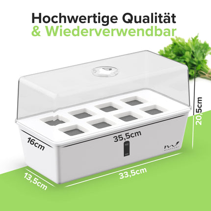 MUNROOMY Mini Greenhouse - Indoor Greenhouse with Self-Watering System - Propagator for Cuttings - Growing Kit for the Windowsill &amp; Indoor Herb Garden