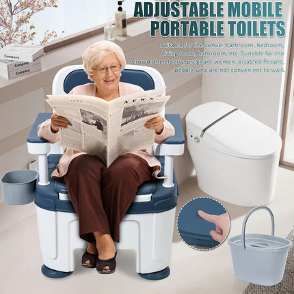 cadciehe bedside commode, portable toilet, toilet chair with handles, height adjustable, mobile portable toilet, adult potty chair, load 400 kg, for seniors, disabilities, elderly