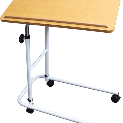 Aidapt overbed table and chair with easy-to-clean laminated tabletop - height and angle adjustable for writing, eating, reading and entertaining with easy-to-move castors with brakes