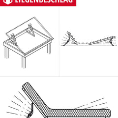 Gedotec Bed Lifting Support, Snap-in Lifting Fitting, 300 mm | Adjustable Bed Fitting | Flap Support in 18 Steps | Galvanized Steel Flap Fitting | 1 Pair - Adjustable Fittings for Beds &amp; Loungers
