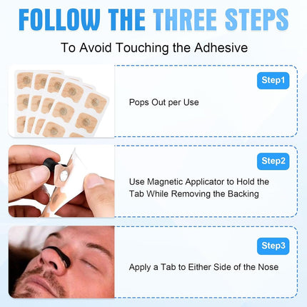 Manual Intake Breathing Nasal Strip Pack of 60, Intake Breathing Magnet, Magnetic Nose Strip, Anti Snoring Nose Strips Magnetic for Business Trip, Car, Travel, Hotel