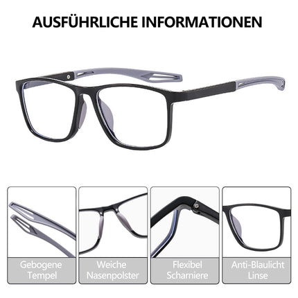 Fsread Reading Glasses Men Set of 3 Sporty Design, Comfortable and Flexible Lightweight Blue Light Blocking Reading Aid for Men +2.0