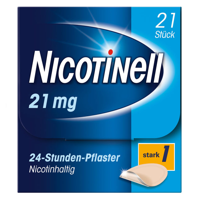 Nicotinell 21 mg / 24-hour nicotine patch, 21 patches: Strong patch strength. The Nicotinell nicotine patch with Steady-Flow technology helps. Nicotine patches. Quit smoking. Quit smoking.