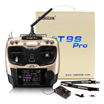 Radiolink AT9S Pro RC Remote Control with Receiver, 10/12 Channels with Receiver-R9DS 2.4 GHz Remote Control Transmitter for RC Drone Airplane Glider Car Boat (Mode 2 Left Hand)