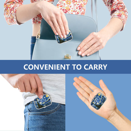 Pill Box 2 Compartments Medicine Pill Box, Portable Pill Box for Pocket or Purse Pill Box Decorative Metal Medicine Vitamin Organizer Unique Gift