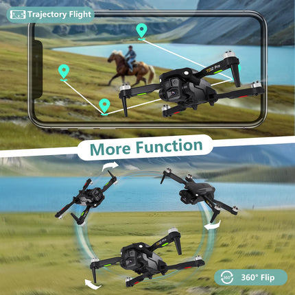Toladrone Drone with Camera 1080P, Drone with Brushless Motor Altitude Hold Headless Mode 2 Cameras Foldable FPV Drones RC Quadcopter for Beginners TD12Pro