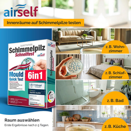Mold test for home - Mold test for up to 6 rooms - Mold rapid test to assess air quality with regard to mold contamination in indoor spaces