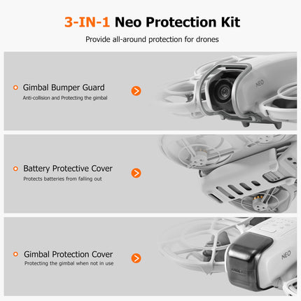 STARTRC 3-IN-1 for DJI Neo Accessories, Neo Gimbal Bumper Guard + Gimbal Cover + Landing gear Battery protector for DJI Neo Drone Protection