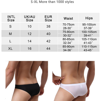 ohyeahlady Ice Silk Underwear Men's Sexy String Thong Men Open Front Sissy Lingerie Erotic Sexy Underwear Underpants Briefs Large Sizes Underpants Briefs Thong Underwear Panties Black XL
