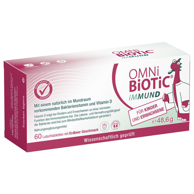 OMNi BiOTiC iMMUND | 60 Lozenges | 1 bacterial strain | 1 billion germs per lozenge | Vitamin D | Vegetarian | Sugar-free | For daily use | For adults and children