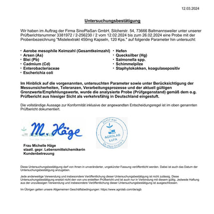 Mistletoe extract 450 mg capsules | vegan &amp; 100% natural | high dosage | 120 capsules | Made in Germany