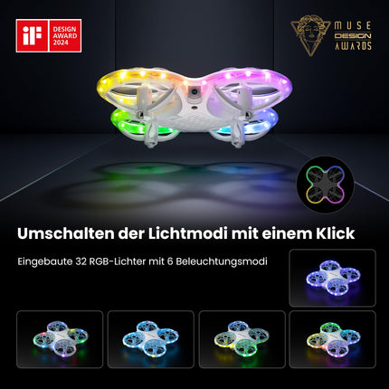 Ameta Morpho Drone with Camera for Kids, 1080P HD FPV Drone for Beginners, RC Quadcopter with 32 RGB Lights/ 18 min Flight Time/STEM Modules/Anti-Lost Buzzer, Toy Gifts for Boys Girls