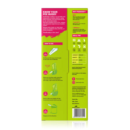 PEE BUDDY Cardboard Urinal Pee Funnel for Women, Peeing While Standing, Urination Aid for Women Antibacterial 10 Pee Funnels for Women
