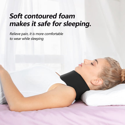 Cozyhealth Soft Foam Neck Support, Universal Cervical Collar, Adjustable Neck Support for Sleeping, Relieves Neck Pain and Spinal Pressure (Black, 3" Deep Collar, L)