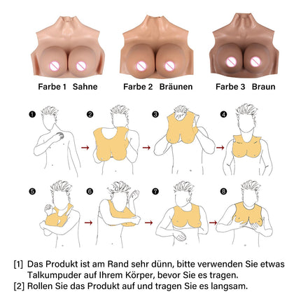 QIAOYIQIAO Silicone Fake Breasts BG Cup Realistic Breast Forms Silicone Breast Plate False Boobs for Cosplay Crossdresser Drag Queen (Cream, B Cup Silicone Filler)