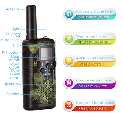 Toys 4-12 Years Boy Walkie Talkies for Children 8 Channel Radio with LCD Flashlight Adventure Camping Outdoor Toy Birthday 5 6 7 8 Years Boy Gift